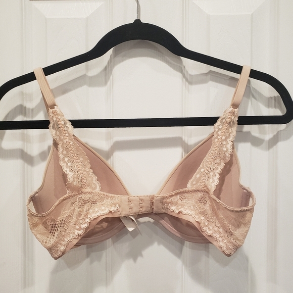 FURLOYGH SALE On Gossamer Basic Lace Nude Plunge Underwire Bra - Sz 32D US/UK. - Picture 3 of 8